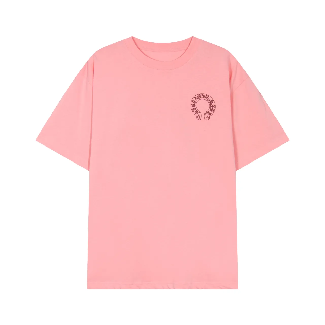 P140 Chrome Hearts Sanskrit Horseshoe Cross Print Cherry Blossom Pink Short Sleeves Size: SMLXL Color: Pink